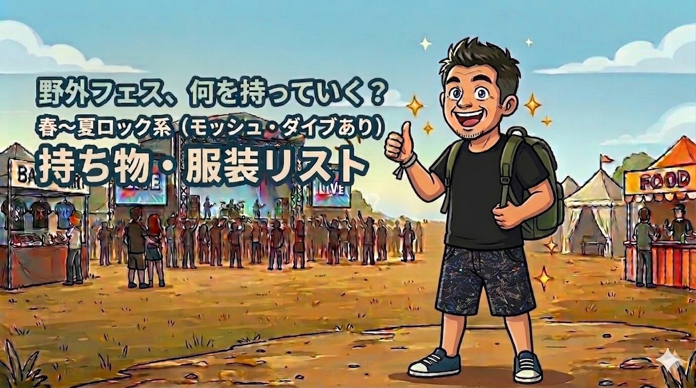 野外フェスの持ち物・装備一覧